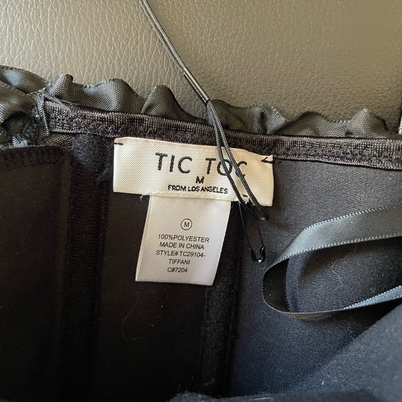 Tictoc Black Floral Satin Lace Up Corset - Picture 5 of 5